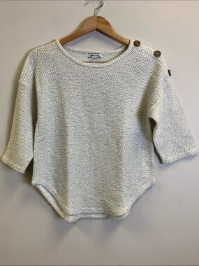 Chances R Cream Scoop-Neck Button Shoulder Sweater